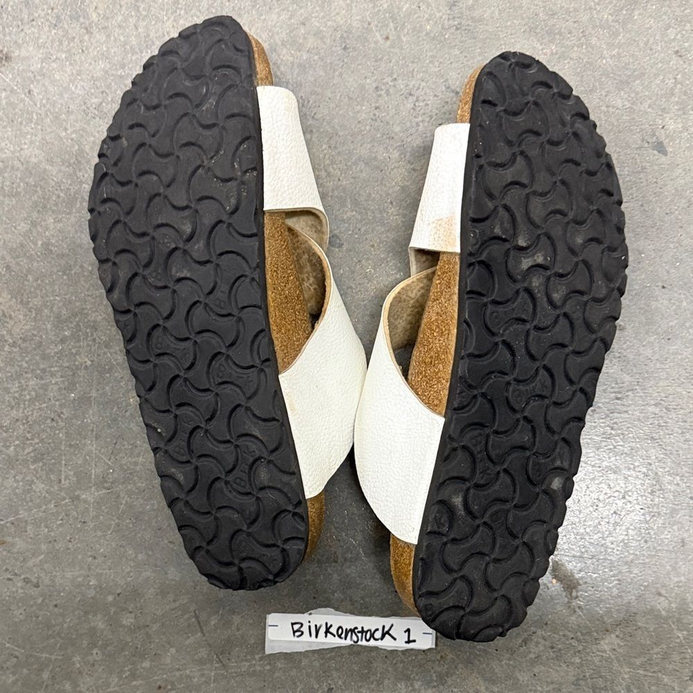 Birkenstock White Cross-Strap Sandals with Buckle - Picture 4 of 5